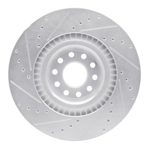 Audi S8 Brake Rotor (1) - Front Right - R1 Concepts - Drilled & Slotted - Silver - `01-`03